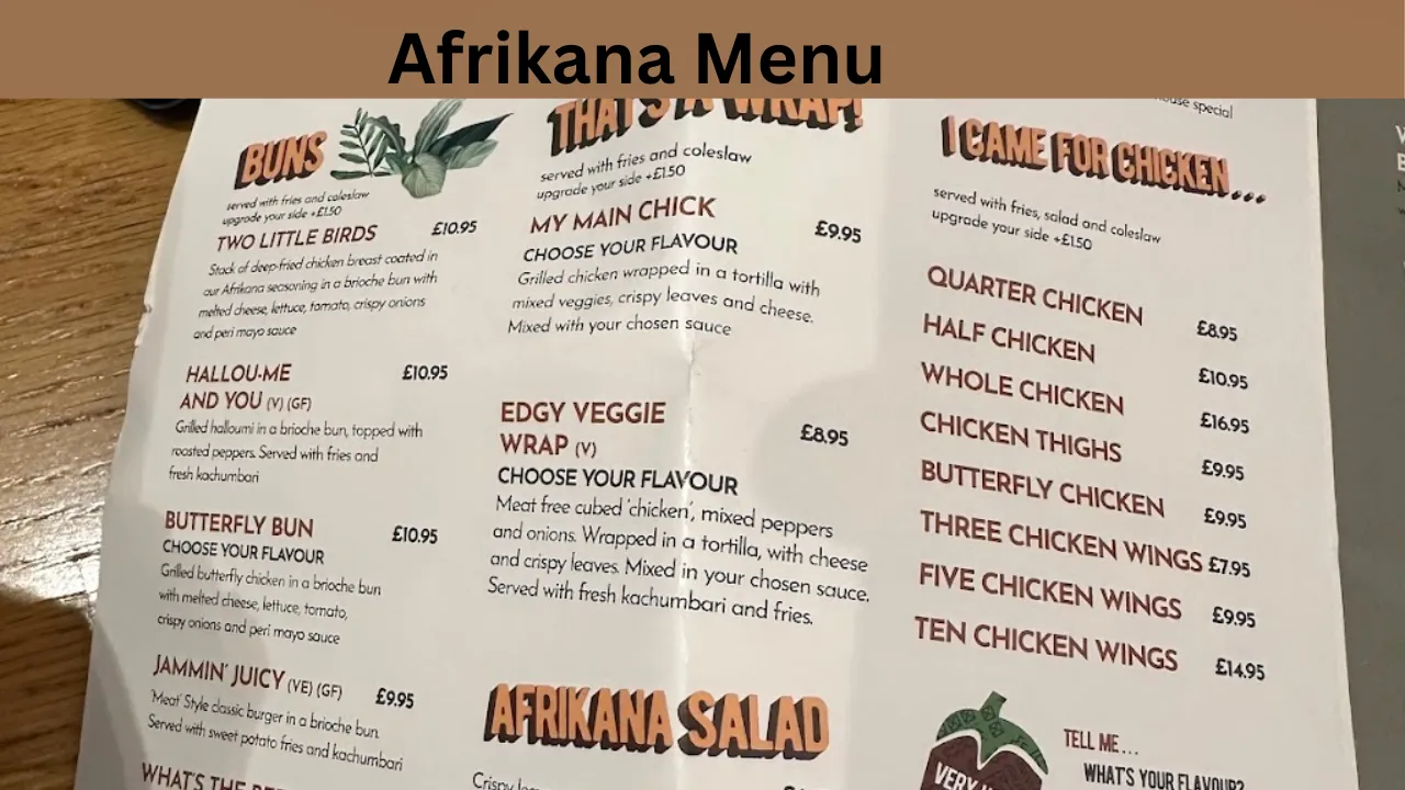 Afrikana Menu