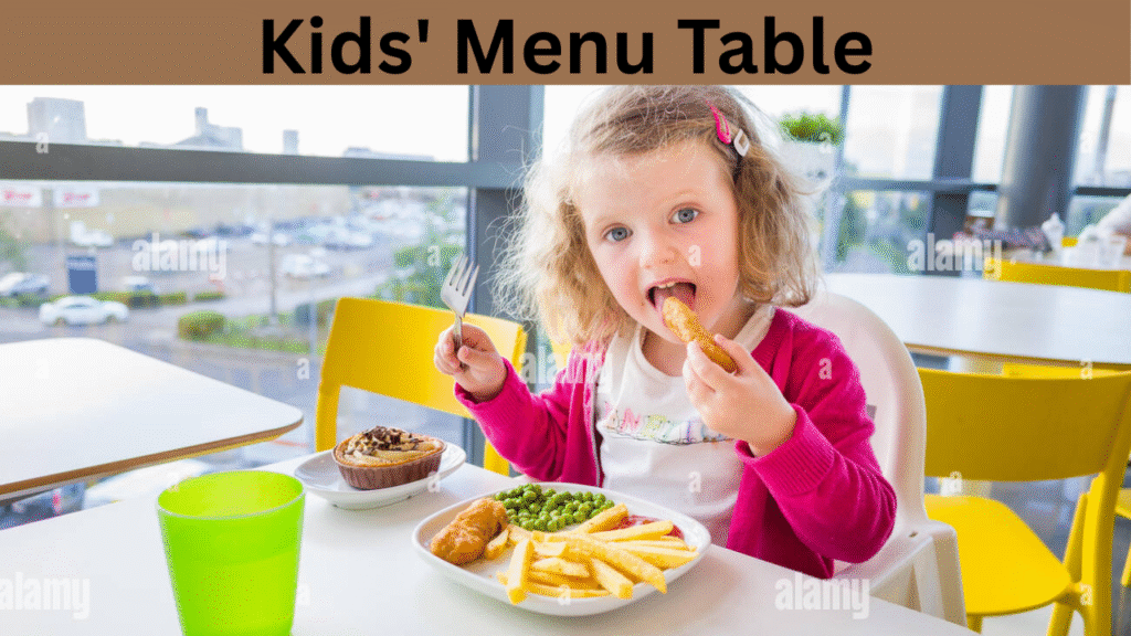 Kids' Menu Table
