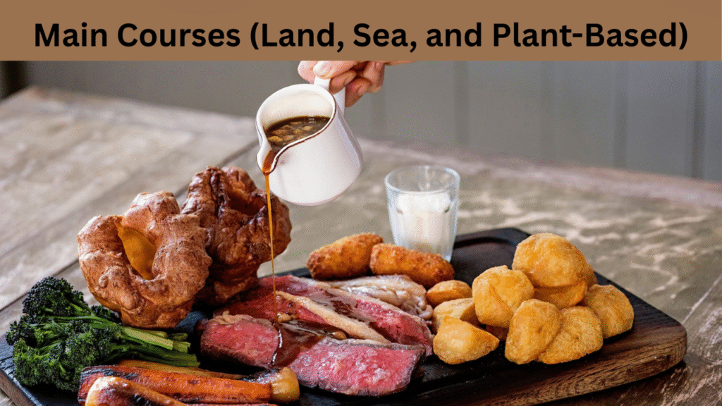 Main Courses (Land, Sea, and Plant-Based)