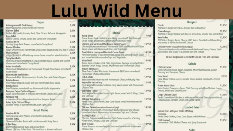 Lulu Wild Menu