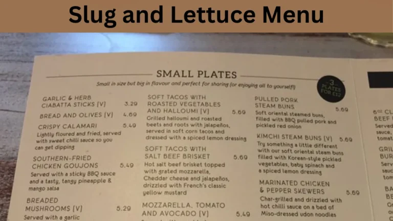 Slug and Lettuce Menu