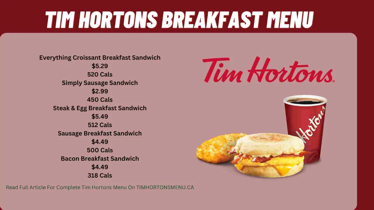 Tim Hortons Breakfast Menu