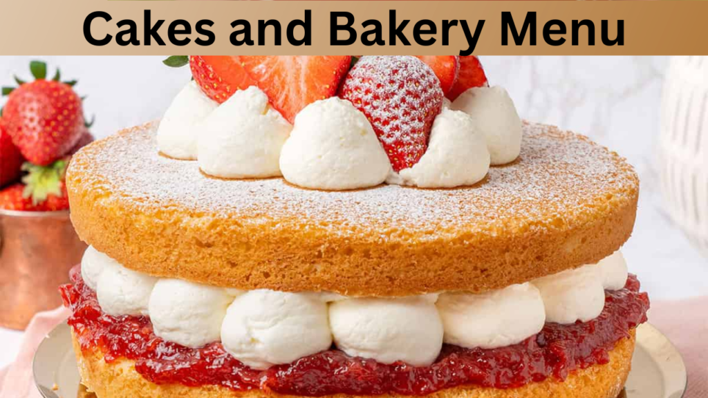Cakes and Bakery Menu