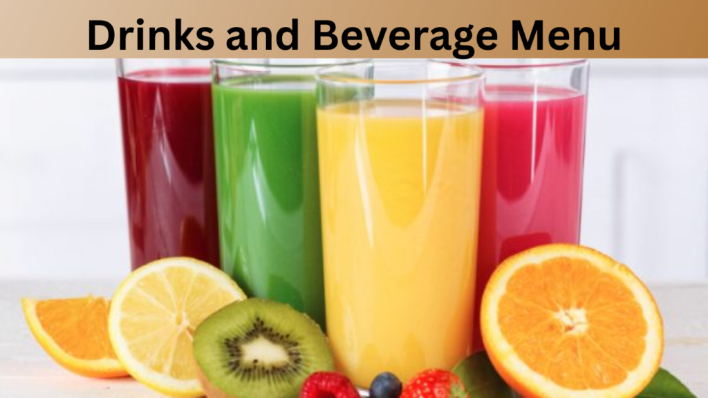 Drinks and Beverage Menu