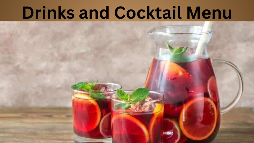 Drinks and Cocktail Menu