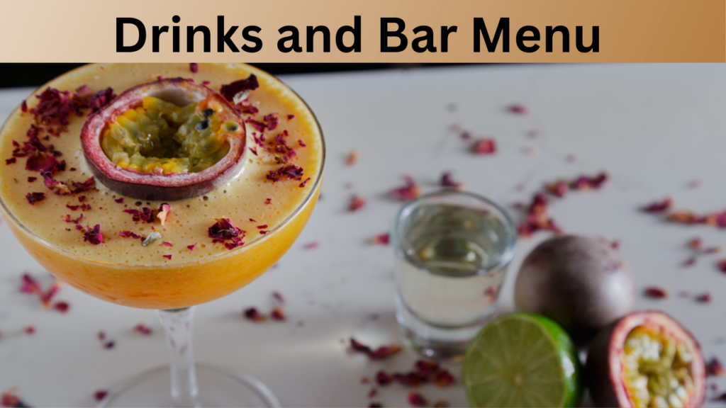 Drinks and Bar Menu