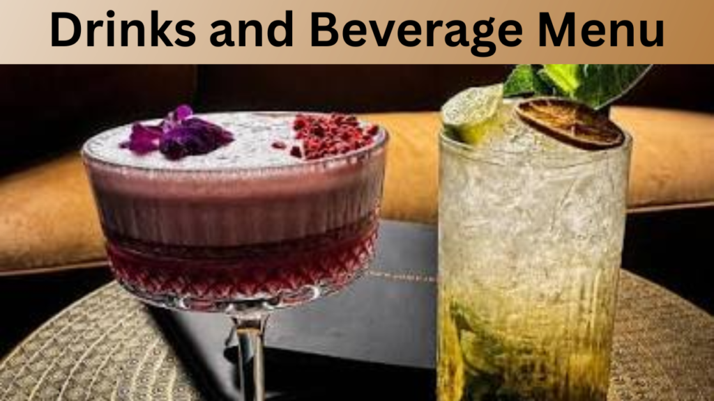 Drinks and Beverage Menu