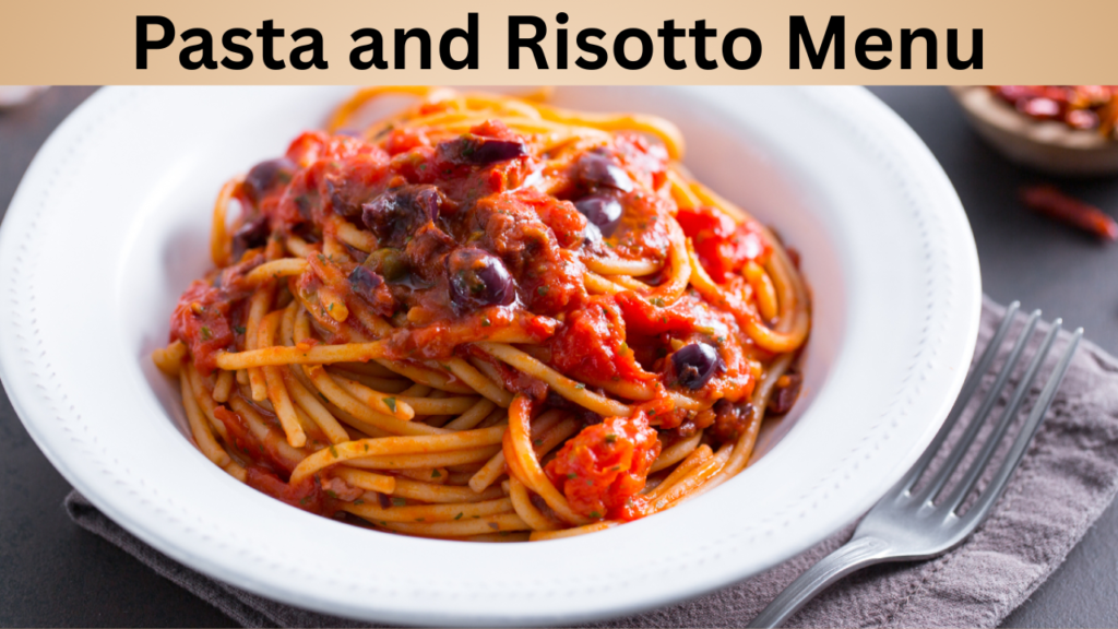 Pasta and Risotto Menu